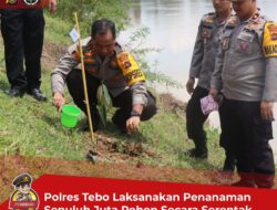 Polres Tebo Laksanakan Penanaman Sepuluh Juta Pohon Secara Serentak