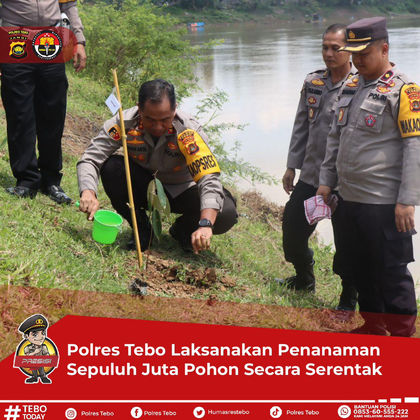 Polres Tebo Laksanakan Penanaman Sepuluh Juta Pohon Secara Serentak