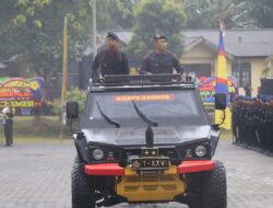 Ditengah Hujan Deras,Upacara Peringatan Hari Ulang Tahun Korps Brimob Polri ke-78 di Mako Batalyon A Satbrimob Polda Jambi,