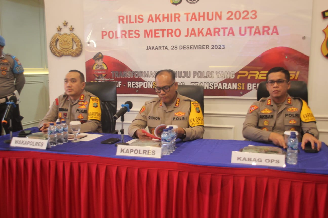 Menjelang Akhir Tahun 2023, Polres Metro Jakarta Utara Menggelar Pres Rilis Akhir Tahun Langsung di Pimpin Kapolres Jakarta Utara