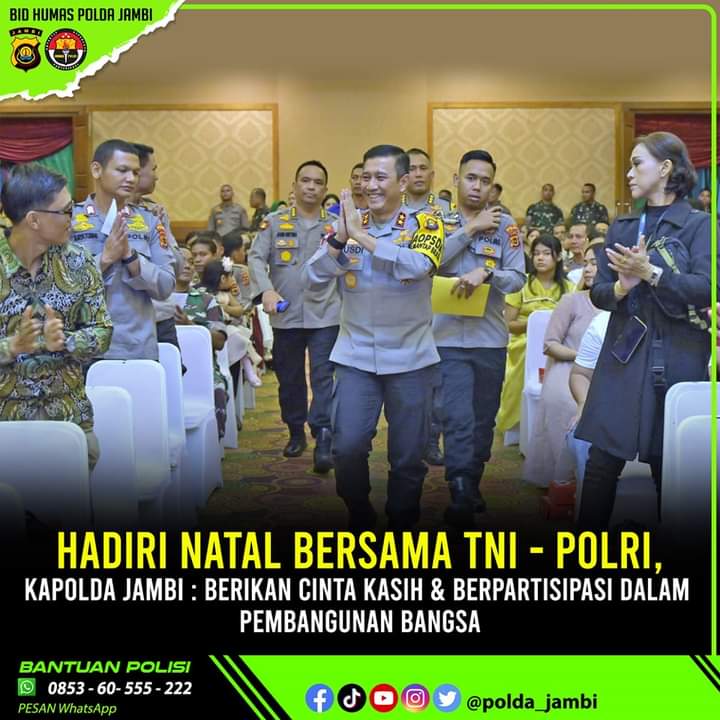 Sinergitas  TNI – Polri Di jambi Semakin Erat Dengan Digelarnya Perayaan Natal Bersama  Untuk seluruh Personel Polda Jambi Dan Korem 042/Gapu