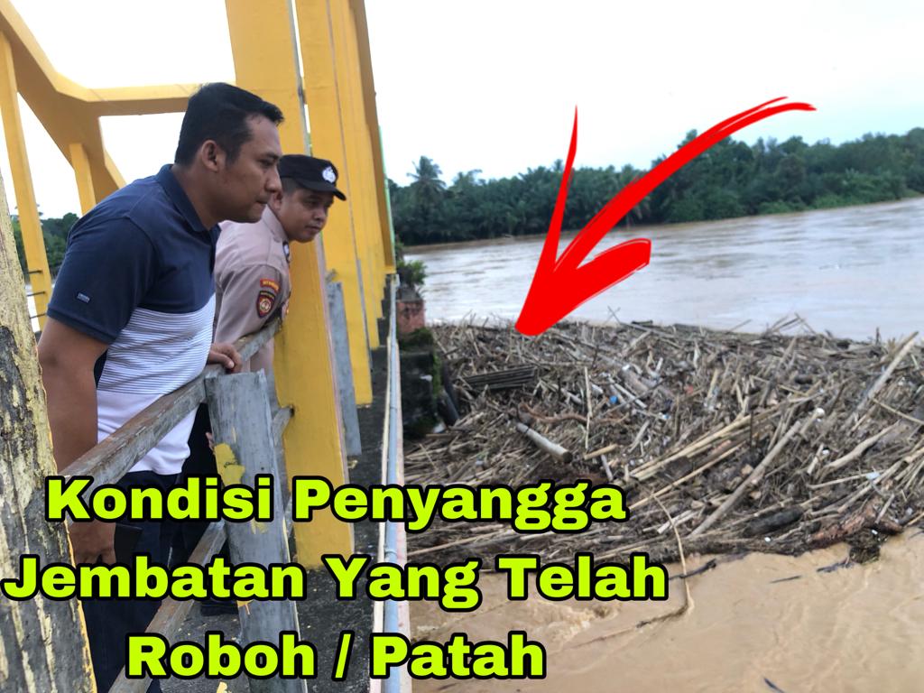 Tiang Penyangga Pondasi Jembatan Batrix Patah, Hindari Korban Jiwa Polsek Sarolangun dan Sat Lantas Tutup Akses Jembatan 