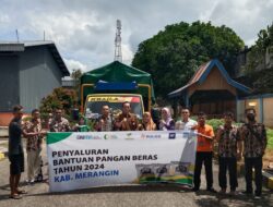 Satintelkam Polres Merangin Pantau Penyaluran 6.330 kg Beras Merk Bulog Dalam Rangka pengendalian Inflasi Daerah oleh Tim TPID Kabupaten Merangin.