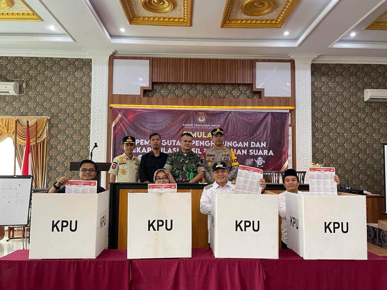 Kapolres Sarolangun Hadiri Simulasi Penghitungan, Pemungutan dan Rekapitulasi Hasil Perolehan Suara Pemilu 2024