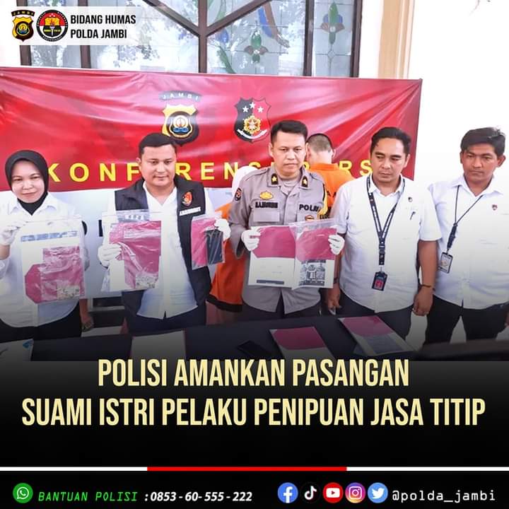 Ditreskrimsus Polda Jambi  Menangkap Pasangan Suami istri Asal  Kalimantan Timur Kasus Penipuan