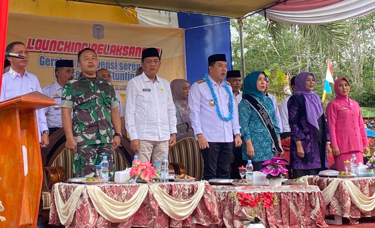 Peduli Stunting, Pasiter Kodim 0420/Sarko Hadiri Acara Launching Pelaksanaan Gerakan Cegah Stunting Serentak