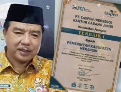 Merangin Raih Penghargaan Terbaik I dari Taspen dalam Ketaatan Penyetoran IWP, JKK, JKM dan Validitas Data Peserta 2023