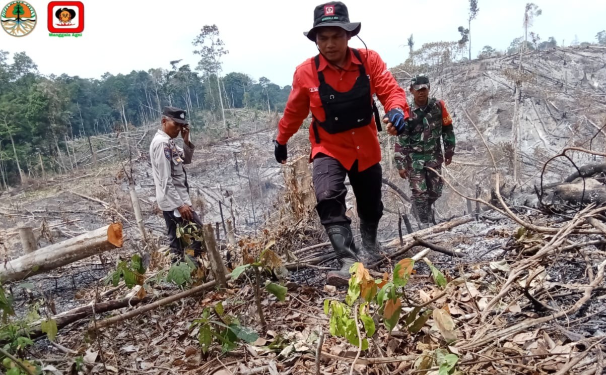 Kolaborasi TNI, Polri, dan Masyarakat, Babinsa Pimpin Pemadaman Karhutla di Mandiangin