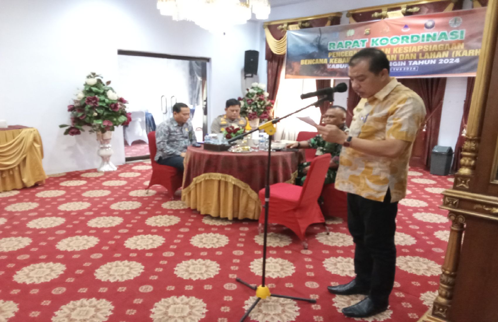 Rapat Koordinasi Karhutla, Dandim melalui Kasdim 0420/Sarko Hadiri Kegiatan Rapat Koordinasi Karhutla