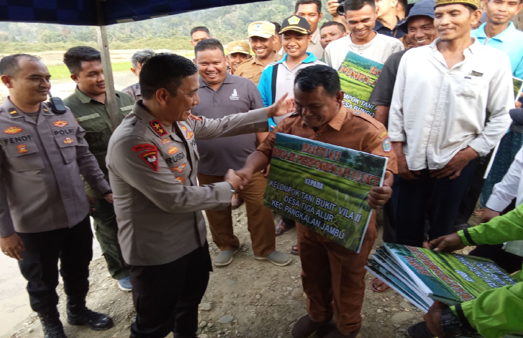 Kapolda Jambi Bersama Kapolres Merangin dan Dandim 0420/Sarko Kunjungi Lahan Cetak Sawah Eks PETI