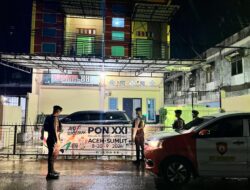 Anggota Satsamapta Polres Aceh Timur Patroli di Penginapan Atlet dan Venue PON XXI