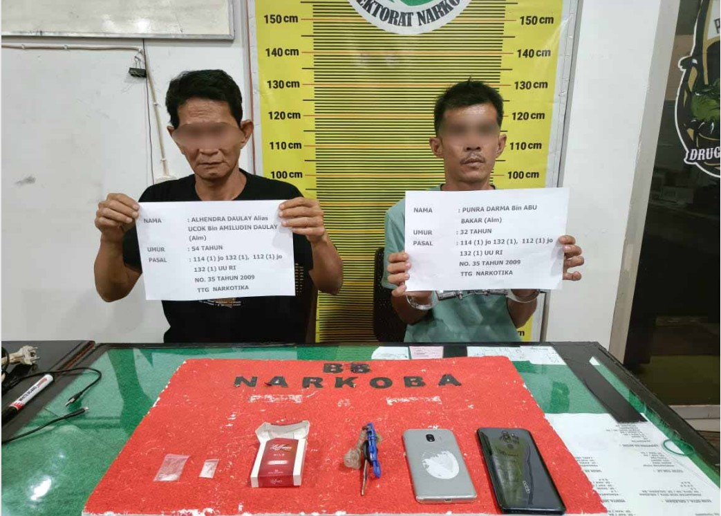 Tim Macan Polres Merangin Amankan 2 Pria Beserta 2 Paket Sabu Di Kelurahan Pematang Kandis