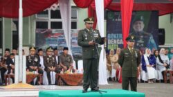 DANREM 121/ABW MENGHADIRI UPACARA DAN SYUKURAN PERINGATAN HUT KE-79 TNI DI KODAM XII/TPR