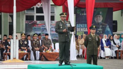 DANREM 121/ABW MENGHADIRI UPACARA DAN SYUKURAN PERINGATAN HUT KE-79 TNI DI KODAM XII/TPR