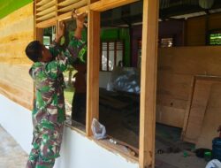 Progres Rehab Madrasah oleh Satgas TMMD ke-122 Kodim 0420/Sarko di Desa Bedeng Rejo Capai 65%