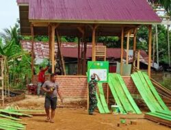 Pembangunan Rumah Yabani, Satgas TMMD 122 Kodim 0420/Sarko Fokus Pemasangan Dinding