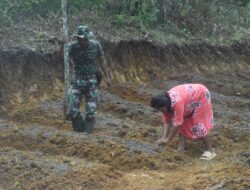 Anggota Satgas TMMD Turun ke Lahan Bantu Masyarakat Tanam Cabai