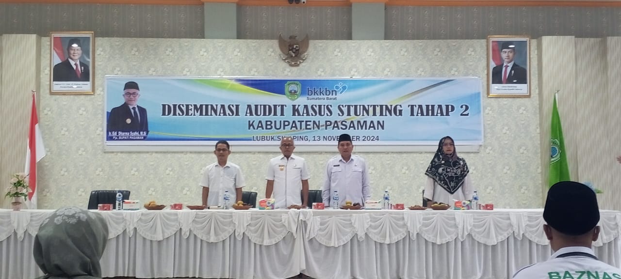 Pantau Hasil Kerja TPPS , Pjs Bupati Pasaman Buka Diseminasi Audit Kasus Stunting Tahap 2 ( dua )