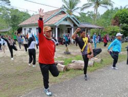 Peserta Senam Sehat Sangat Ramai, Kapolsek Himbau Warga Sukseskan Pilkada Serentak Tahun 2024