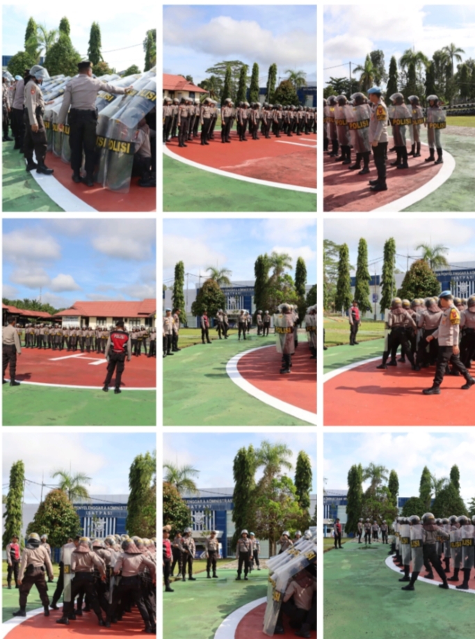 Latihan Dalmas Polres Landak, Upaya Cegah Kericuhan Pilkada