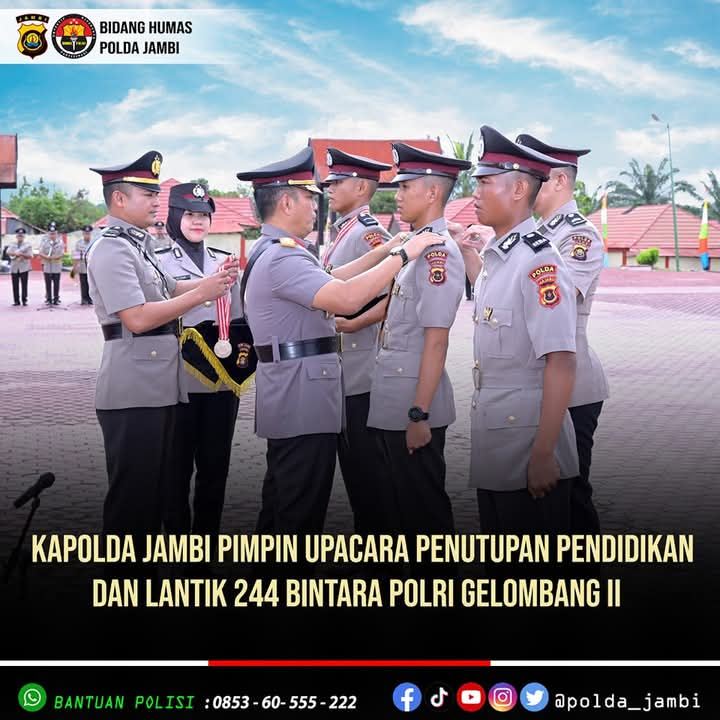 Kapolda Jambi Irjen Pol Rusdi Hartono Memimpin  Penutupan Pendidikan Pembentukan Dan Pelantikan Serta Pengambilan Sumpah Siswa Bintara Polri Gelombang 11 T. A  2024