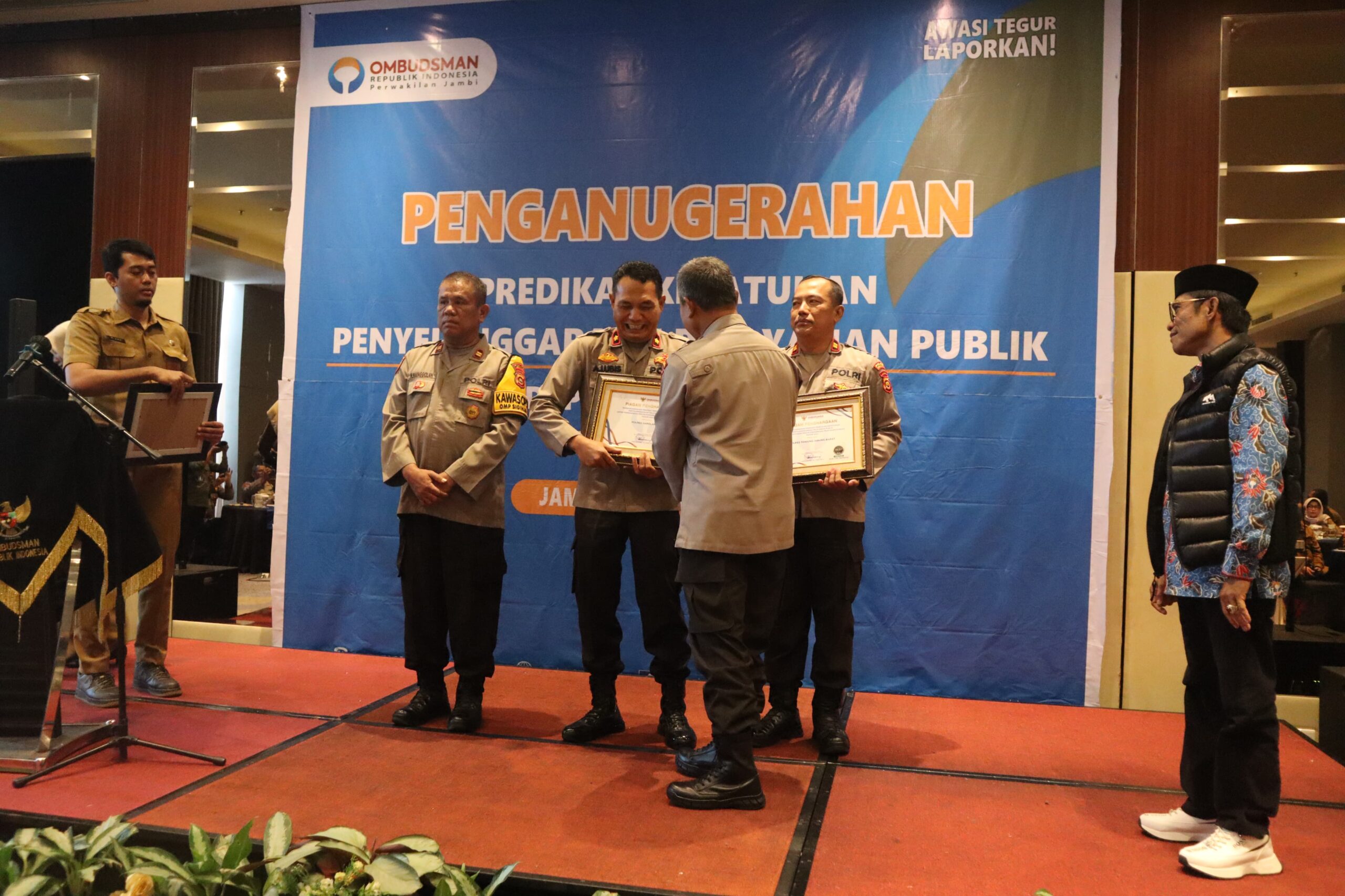 Polres Sarolangun Raih Pengharagaan dari OMBUDSMAN RI Atas Kinerja Penyelenggaraan Pelayanan Publik