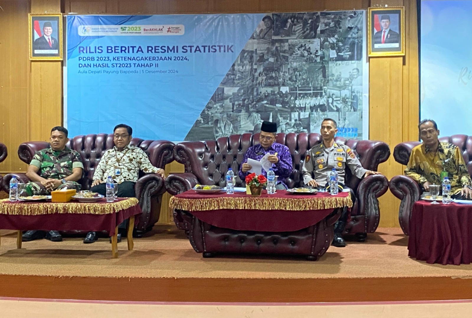 Pasi Ops Kodim 0420/Sarko Hadiri Rilis Berita Resmi Statistik di Kabupaten Merangin