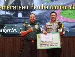 Karya Jurnalistik TMMD ke 122 Milik AKBP Budi Prasetya, S.IK, M. Si Sabet Juara 2 Di Mabes TNI AD