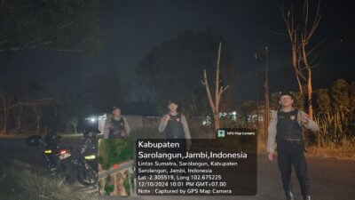 Upaya Menekan Angka Kriminalitas Sat Samapta Polres Sarolangun Laksanakan Patroli Beat Malam Hari