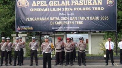 Apel Gelar Pasukan Operasi Lilin 2024 , Polres Tebo Siap Amankan Natal dan Tahun Baru