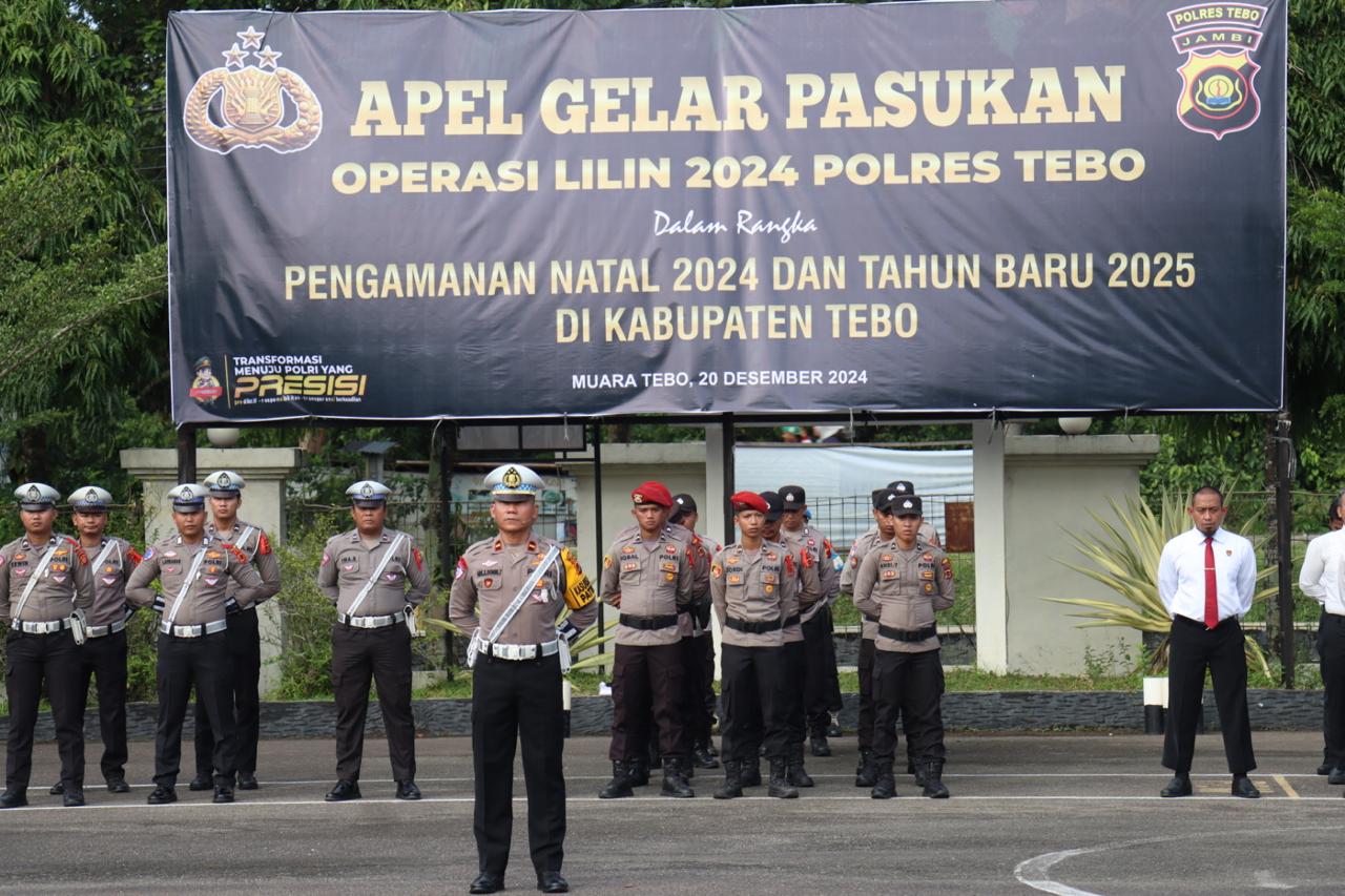 Apel Gelar Pasukan Operasi Lilin 2024 , Polres Tebo Siap Amankan Natal dan Tahun Baru