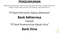 Perubahan Nama dan Logo PT Bank Perkreditan Rakyat Adhierresa menjadi PT Bank Perekonomian Rakyat Vima