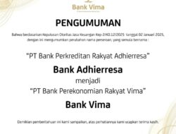 Perubahan Nama dan Logo PT Bank Perkreditan Rakyat Adhierresa menjadi PT Bank Perekonomian Rakyat Vima