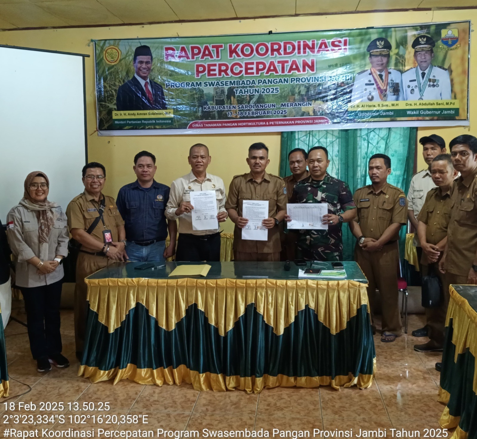 Pasiter Kodim 0420/Sarko Hadiri Rapat Koordinasi Percepatan Tanam Tanaman Pangan di Merangin*