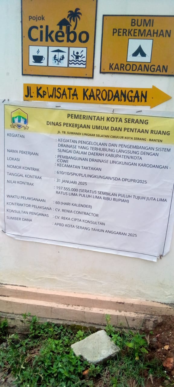 Pembangunan Drainase Lingkungan Karodangan -Cowe Kecamatan Taktakan Disinyalir Abaikan K3 Dan Lemah Pengawasan