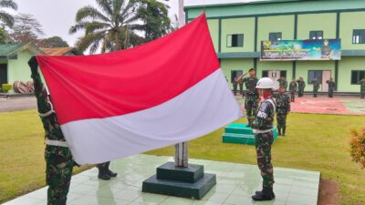 Upacara Bendera Mingguan di Makodim 0420/Sarko Tetap Hikmat Meski Hujan dan Puasa*