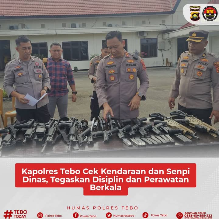 Kapolres Tebo Cek Kendaraan Dan Senpi Dinas, Tegaskan Disiplin Dan Perawatan Berkala
