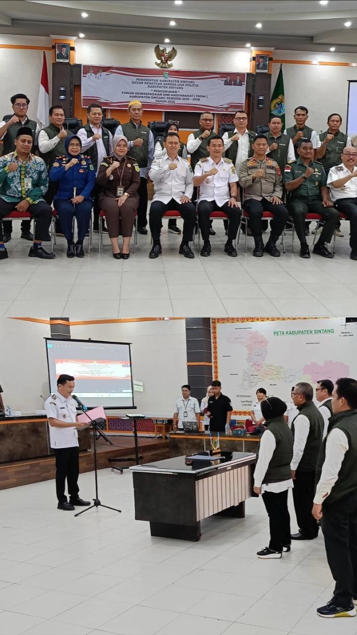 Wabup Sintang Lantik Pengurus Forum Kewapadaan Dini Masyarakat Kabupaten Sintang Periode 2025-2029