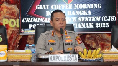 Dalam Mewujudkan Kerja Sama Tentang Penguatan Criminal Justice System, Kapolresta Pontianak Gelar Coffee Morning Bersama Kejaksaan dan Pengadilan.