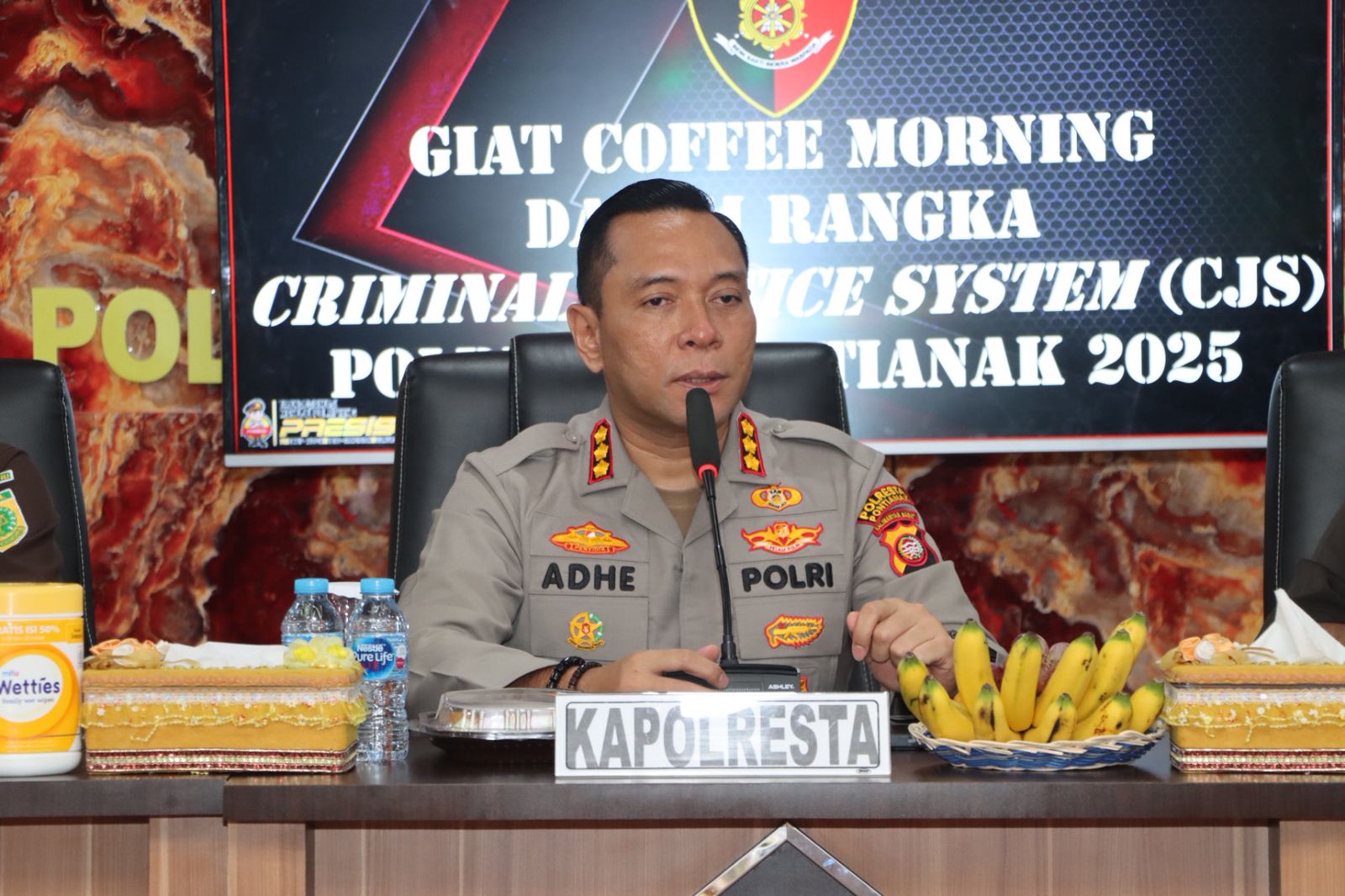 Dalam Mewujudkan Kerja Sama Tentang Penguatan Criminal Justice System, Kapolresta Pontianak Gelar Coffee Morning Bersama Kejaksaan dan Pengadilan.