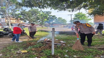 Jajaran Polsek Pauh Polres Sarolangun Gelar Gotong Royong Bersama Pemerintahan Kecamatan Dan kelurahan 