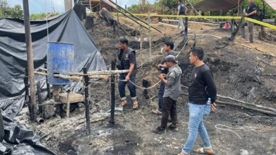 Sumur Minyak Ilegal Terbakar, Polres Sarolangun Cek Posisi Lokasi Kejadian.