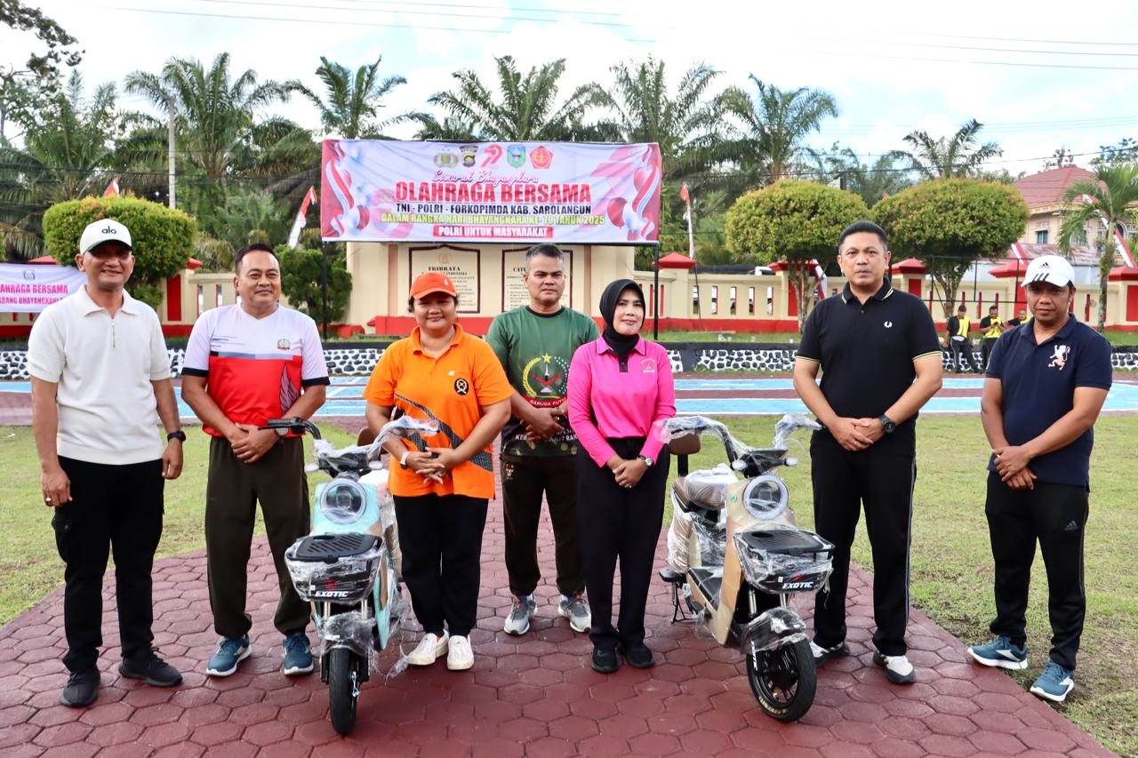Semarak HUT Bhayangkara Ke 79, Polres Sarolangun & Jajaran Forkopimda Gelar Olahraga Bersama.