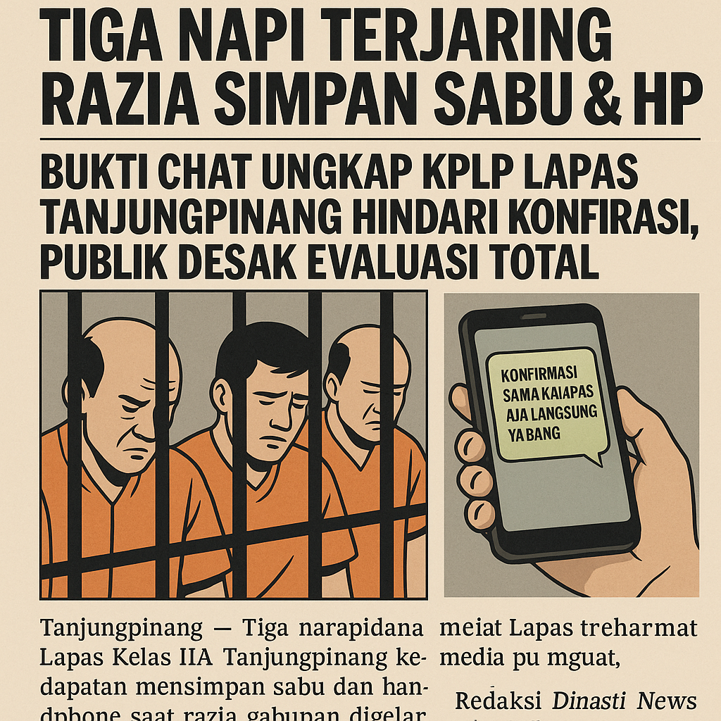 Tiga Napi di Lapas Tanjungpinang Terjaring Razia Simpan Sabu & HP — Bukti Chat Ungkap KPLP Hindari Konfirmasi, Publik Desak Evaluasi Total