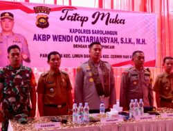 Kapolsek Limun Beserta Unsur Forkopimcam dan Bhayangkari Menerima Kunjungan Kerja Kapolres Sarolangun di Mapolsek Limun.