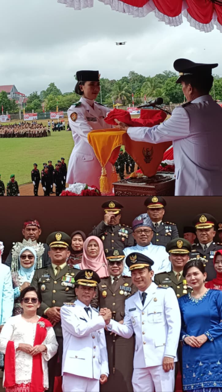 Pertama Kali, Bupati Sintang Tampak Tenang Saat Jadi Inspektur Upacara HUT RI Ke 80 di Stadion Baning Sintang