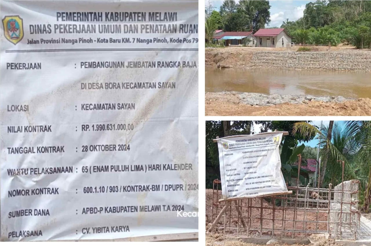 Proyek Jembatan Rp1,99 Miliar di Melawi Mangkrak dan Ada Dugaan Penyimpangan, APH Diminta Usut Tuntas