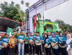 Semarak HUT ke-80 RI, Polres Sarolangun Bersama Pemkab dan Masyarakat Gelar Jalan Santai di Ancol Sarolangun.