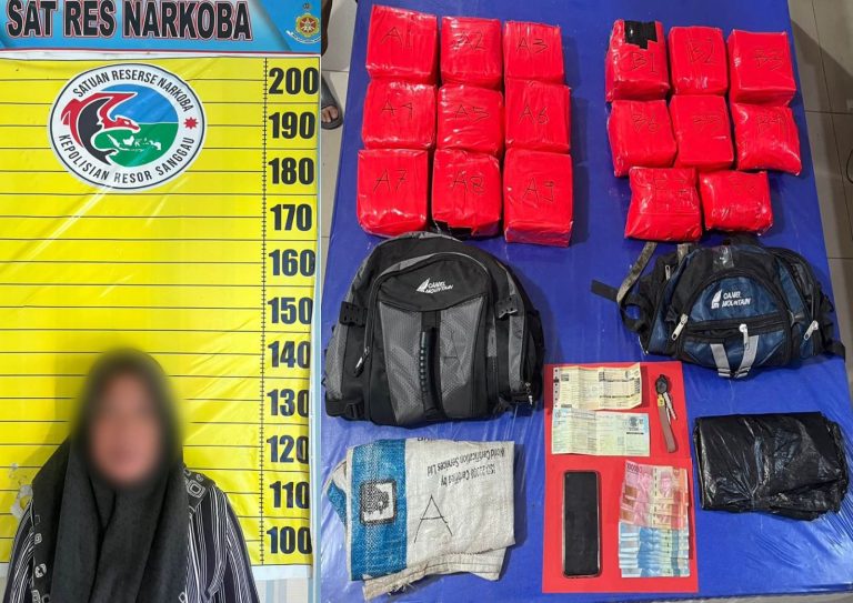 Polres Sanggau Gagalkan Penyelundupan 18 Kg Sabu dari Perbatasan, Kurir Perempuan Ditangkap Dini Hari