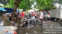 Anggota Polsek Rangkasbitung Polres Lebak Patroli Dialogis Ke Pasar Rangkasbitung di Jalan Sunan Kalijaga